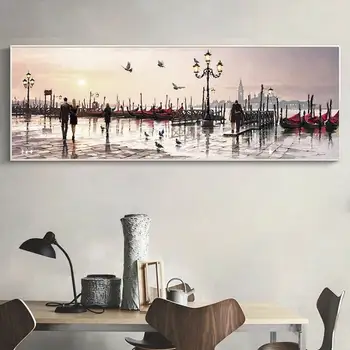 Городской пейзаж Венеции и Парижа в натуральную Величину, картина с бриллиантами, Полная мозаика, вышивка стразами, Искусство Cuadros FG2245