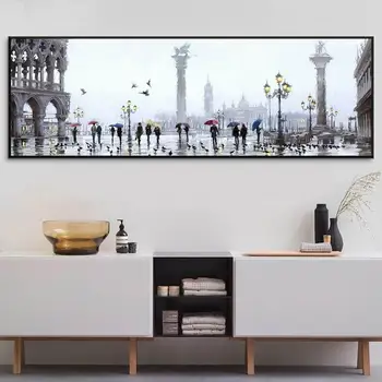 Городской пейзаж Венеции и Парижа в натуральную Величину, картина с бриллиантами, Полная мозаика, вышивка стразами, Искусство Cuadros FG2245 Изображение 2