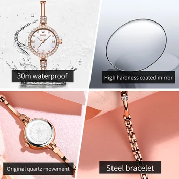 OLEVS Новые женские кварцевые часы с бриллиантами, водонепроницаемый модный браслет из нержавеющей стали, женские часы, лучший бренд класса люкс, наручные часы Изображение 2