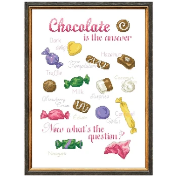 Шоколад-это ответ набор для вышивания крестом word pattern design 18ct 14ct 11ct холст без печати Вышивка крестиком DIY рукоделие