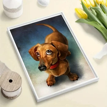 Алмазная живопись Вышивка Животное Собака 5D Алмазная Мозаика Искусство DIY Картина ручной работы подарок Изображение 2