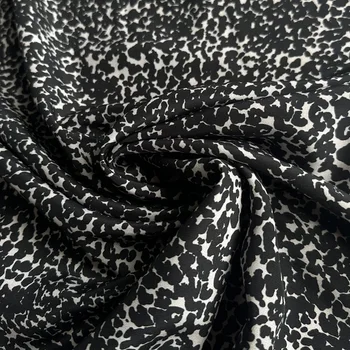 1 метр 100% шелка тутового цвета, ткань из крепированного шелка 17 momme с принтом черных леопардов шириной 125 см 49 