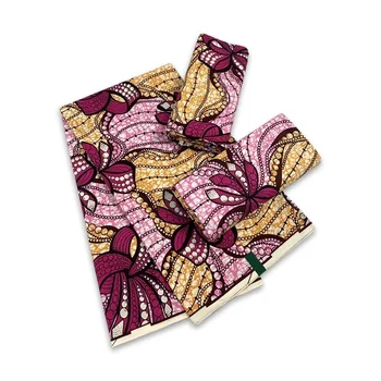 Хлопчатобумажная ткань с африканскими принтами из Анкары, ткань для шитья из настоящего воска, ткань для шитья своими руками, текстильные листья, материал для свадьбы, 100% хлопок-воск