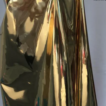Хорошее зеркало золотого цвета Ткань dDesigner Блестящая Мягкая искусственная кожа PU Ткань из искусственной кожи DIY Sew Fashion Bodysuit Одежда/Материал сумки