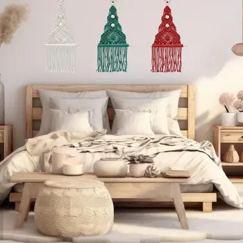 Рождественская елка Макраме Декоры Рождественская Елка Подвеска Макраме с плетением на шнурке Принадлежности для поделок для спальни гостиной прихожей Изображение 2