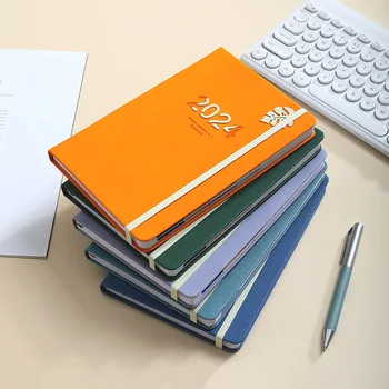 Новый ремешок для ноутбука на резинке 2024 года, записная книжка с расписанием на английском языке, блокнот с твердой поверхностью Изображение 2