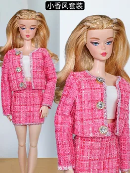 Женский комплект одежды / розовое пальто + юбка + белый топ из клубней/ 30 см кукольная одежда костюм наряд для 1/6 Xinyi FR ST blythe Barbie Doll