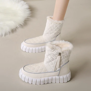 Женская обувь размера Плюс 42, Новинка 2023 года, Зимние женские ботинки на толстой подошве, увеличивающие рост, Плюшевые теплые женские зимние ботинки Botas De Mujer