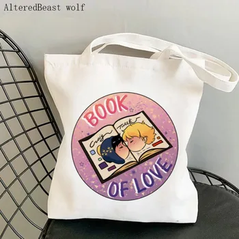 Женская сумка для покупок Book of love, сумка с мультяшным принтом, Холщовая сумка для покупок в стиле Харадзюку, женская сумка-тоут на плечо, женская сумка