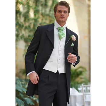 Мужские костюмы средней длины из 2 предметов, однобортные приталенные мужские костюмы в деловом стиле для жениха на свадьбу (блейзер + брюки)