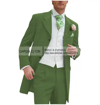 Мужские костюмы средней длины из 2 предметов, однобортные приталенные мужские костюмы в деловом стиле для жениха на свадьбу (блейзер + брюки) Изображение 2