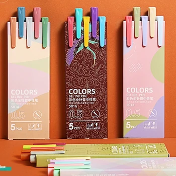 30 цветов / набор Morandi Color Gel Pen Set 0,5 мм Заправка Гладкими Чернилами Для Письма Прочная Ручка Для Подписи Старинные Ручки Macarons Милые Канцелярские Принадлежности