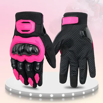 Велосипедные розовые нескользящие перчатки С противоударным вентиляционным отверстием, Регулируемая Ветрозащитная Четырехсезонная Велосипедная фурнитура