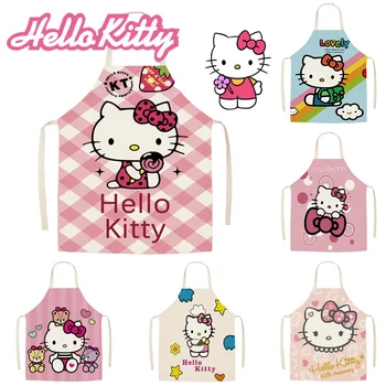 Модные фартуки Hello Kitty для взрослых и детей, фартук для уборки дома, кухонные Кафе, Маникюр, стрижка волос, фартуки для протирания рук