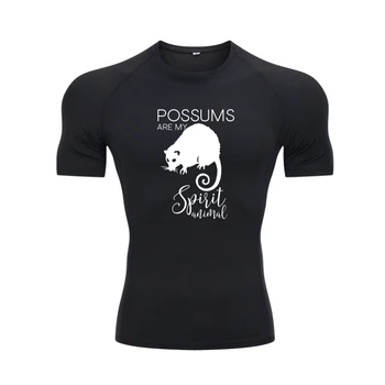 Мужские футболки Possum Spirit Animal J000461 С принтом На футболке, Рождественская одежда, Эстетичный Европейский хлопок в стиле Фанк