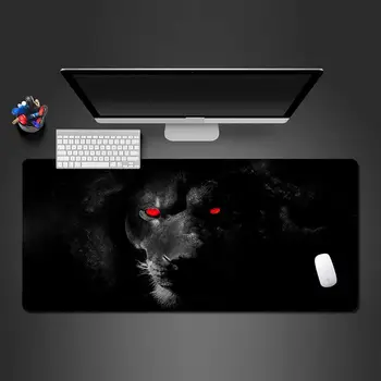 Игровой Коврик Для Мыши Red Evil Lion Eyes Black Animal Большой Коврик Для Мыши с Нескользящими Резиновыми Прошитыми Краями для Офисной Работы 80x30 см