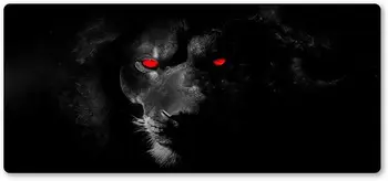 Игровой Коврик Для Мыши Red Evil Lion Eyes Black Animal Большой Коврик Для Мыши с Нескользящими Резиновыми Прошитыми Краями для Офисной Работы 80x30 см Изображение 2