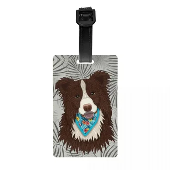 Багажные бирки бордер-колли тропического коричневого цвета для чемоданов, идентификационная карта для защиты личной жизни собаки