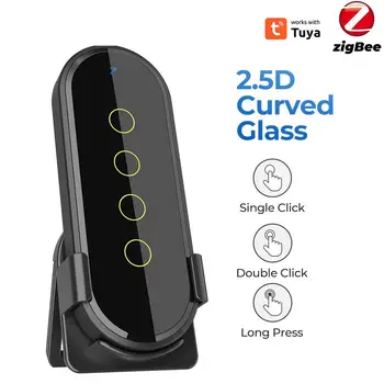 Tuya Wireless Touch Smart Switch 4 группы 12 сцен дистанционного управления светом Автоматизация умного дома Работает с Zigee Gateway