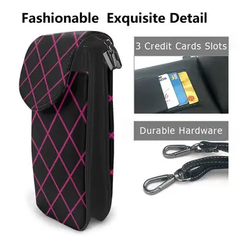 Кожаная сумка-мессенджер в клетку, откидная сумка для телефона, дорожная карточка, футляр для ключей, женская сумка-мессенджер, сумка для хранения с принтом, кошелек Изображение 2