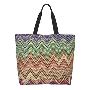Сумки для покупок в продуктовых магазинах Modern Home Zig Zag Art, холщовая сумка для покупок, большая вместительная моющаяся сумка в богемном геометрическом стиле