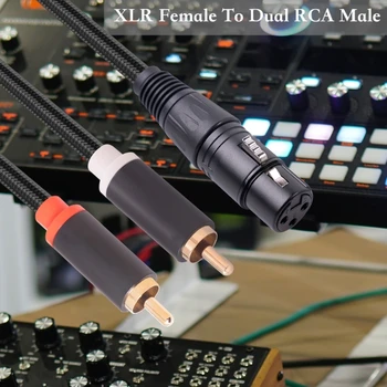 63HD Кабель XLR Female- 2 RCA Male Кабель XLR-RCA Cord Line для Микшерного Пульта Изображение 2
