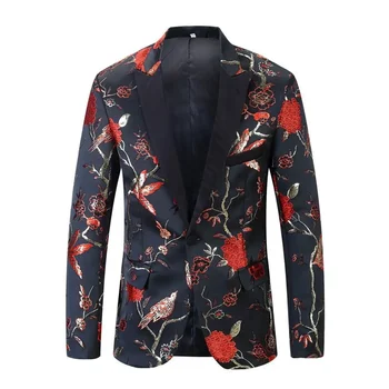 Весенне-осенний мужской костюм 2023 с цветочным рисунком, приталенный костюм, пальто, повседневная куртка для жениха