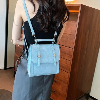 Корейская маленькая сумка-мессенджер для женщин, винтажный рюкзак из искусственной кожи, универсальная сумка через плечо, дорожный рюкзак с защитой от кражи