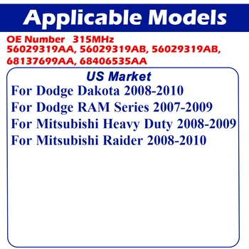 68137699AA Датчик Контроля Давления в шинах TPMS Для Dodge Dakota RAM Серии Mitsubishi Heavy Duty Raider 2008-10 315 МГц 56029319AA Изображение 2