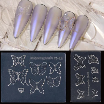 Силиконовые формы для вырезания 3D-бабочек, формы с изображением милого кролика, формы для штамповки ногтей, трафареты для маникюра с УФ-гелем 