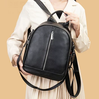 Новый кожаный рюкзак женский повседневный из мягкой кожи большой емкости дорожный рюкзак из воловьей кожи для женщин простой школьный рюкзак для девочек Изображение 2