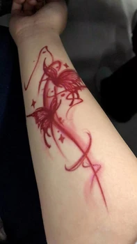 Винно-Красная Бабочка Временные Татуировки Наклейки Водонепроницаемый Акварельный Цветок Arm Art Поддельные Татуировки для Женщин Tatuajes Temporales Изображение 2