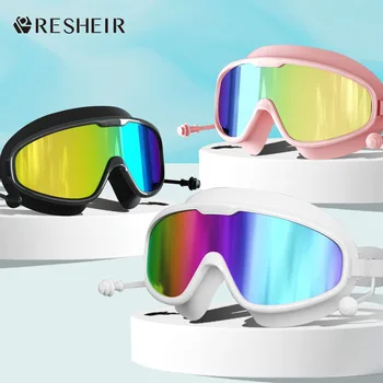 Очки для плавания, мужские и женские очки для плавания при близорукости, водонепроницаемые, противотуманные, HD Прозрачные, цельные беруши