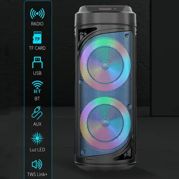 Мощный беспроводной динамик Bluetooth, стереосистема Hi-Fi, уличный портативный сабвуфер, караоке-колонка для кадрили с микрофоном, аудио Изображение 2