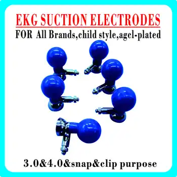 6 шт./компл. детских отсасывающих электродов для экг с Agcl покрытием, 3,0 и 4,0, предназначение для защелкивания и зажима， Аксессуары для ЭКГ, электрокардиограф, аппарат для ЭКГ