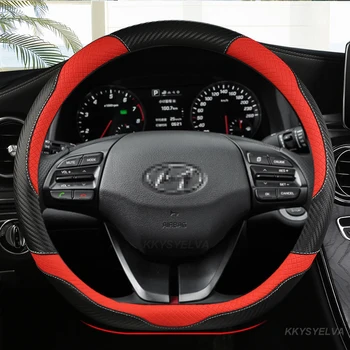 Для Hyundai ioniq 5 2016 2017 2018 2019 2020 2021 2022 Крышка рулевого колеса автомобиля D-образной формы из углеродного волокна + Кожаные Автоаксессуары Изображение 2