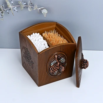 Двойная коробка из кедрового ореха, креативная коробка из европейской смолы, коробка для зубочисток, коробка для ватных тампонов, коробка для хранения хлопка для макияжа, Минималистичный Скандинавский стиль