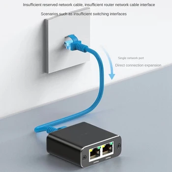 Разветвитель Gigabit Ethernet 1 В 2 выхода, 1000 Мбит/с- Разветвитель кабеля локальной сети/Интернета - Cat5 /6 /7 Splitte, прочный сетевой удлинитель RJ45 Изображение 2