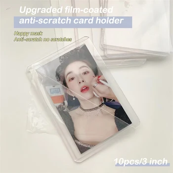 10ШТ рукавов для фотокарточек Idol в корейском стиле, прозрачный пластиковый держатель для сбора липких карточек, прозрачный плотный чехол