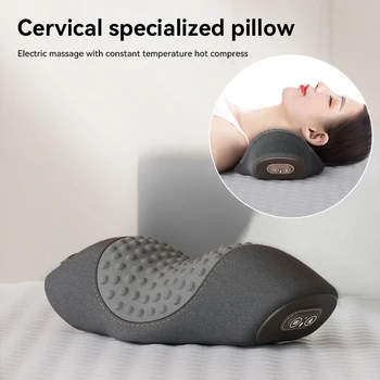 Электрический массажер для шеи, подушка для шейки матки, нагревающий вибрационный массаж, вытяжение спины, расслабляющая подушка для сна с эффектом памяти, поддержка позвоночника