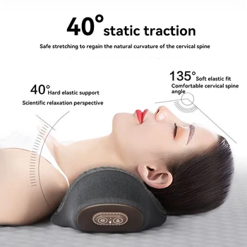 Электрический массажер для шеи, подушка для шейки матки, нагревающий вибрационный массаж, вытяжение спины, расслабляющая подушка для сна с эффектом памяти, поддержка позвоночника Изображение 2