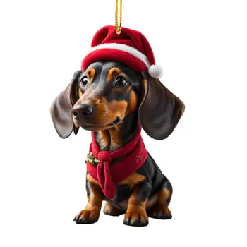 Рождественские украшения в виде собак, милый автомобильный орнамент, Подвеска в виде собаки, Акриловые 2D Износостойкие Аксессуары для интерьера автомобиля, Шарм для автомобилей, спальни