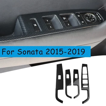 Для Hyundai Sonata 2015-2019, кнопка включения стеклоподъемника из углеродного волокна, отделка панели, отделка подлокотника внутренней двери Изображение 2