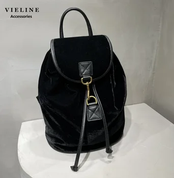 VIELINE, Новый модный Шелковый бархатный рюкзак в корейском стиле, Простой дизайн, Бархатная сумка-рюкзак из натуральной кожи
