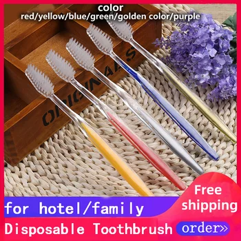 Бесплатная доставка Одноразовая зубная щетка смешанного цвета, Независимая Прозрачная упаковка для гостиничных принадлежностей, личной уборки в путешествиях