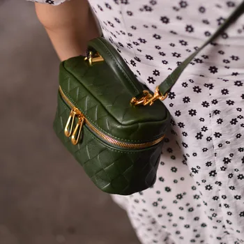 AETOO Изысканная текстура, женская сумка в клетку с бриллиантами, повседневная сумка через плечо для пригородных поездок, темперамент, индивидуальность, классическая сумка-футляр. Изображение 2