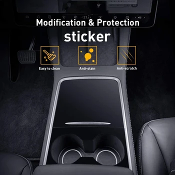 Защитная наклейка на центральную консоль из ПВХ, защитная наклейка на панель консоли подлокотника для Tesla Model 3 Модель Y 2021, матово-черный Изображение 2