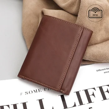 кожаный бумажник, мужская противоугонная RFID-щетка, слот для нескольких карт, короткая версия, зажим для денег, зажим для доллара США, сумка для мелочи