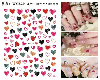 Наклейка для ногтей, японская 3D наклейка для дизайна ногтей на День Святого Валентина, Красные губы, украшение для ногтей в виде сердца, Любовная печать на украшениях для ногтей Изображение 2