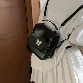Модные студенческие рюкзаки MBTI для женщин, однотонный маленький элегантный повседневный рюкзак с бабочкой, универсальная роскошная женская брендовая сумка